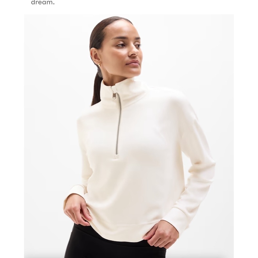Athleta Seasoft Quarter Zip Sweatshirt White Medium NWT